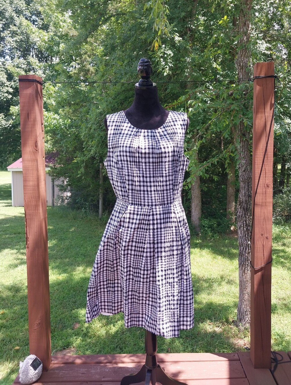 The Limited Black & White Gingham Midi Dress